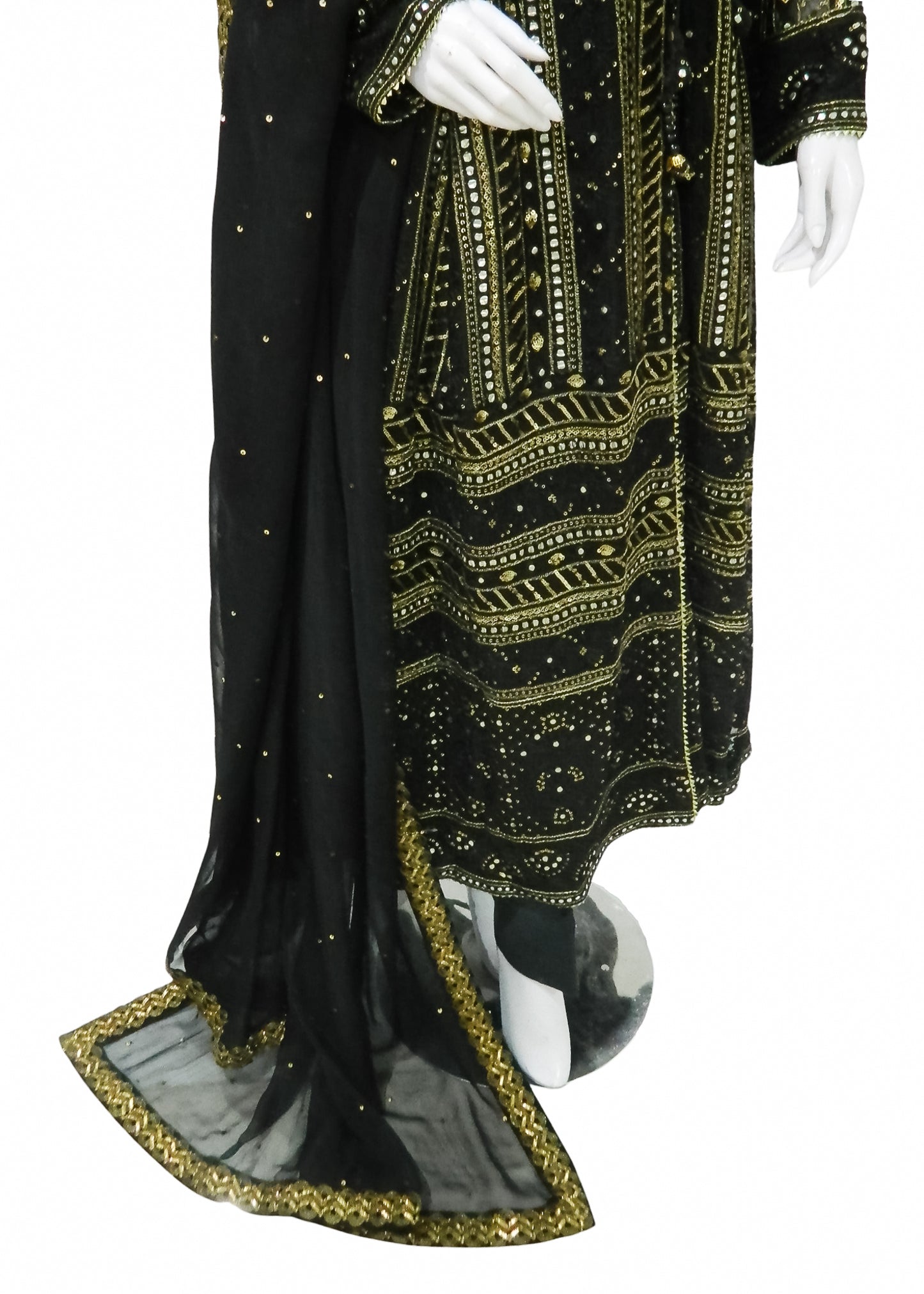 Black Chiffon Chickenkari 3PC