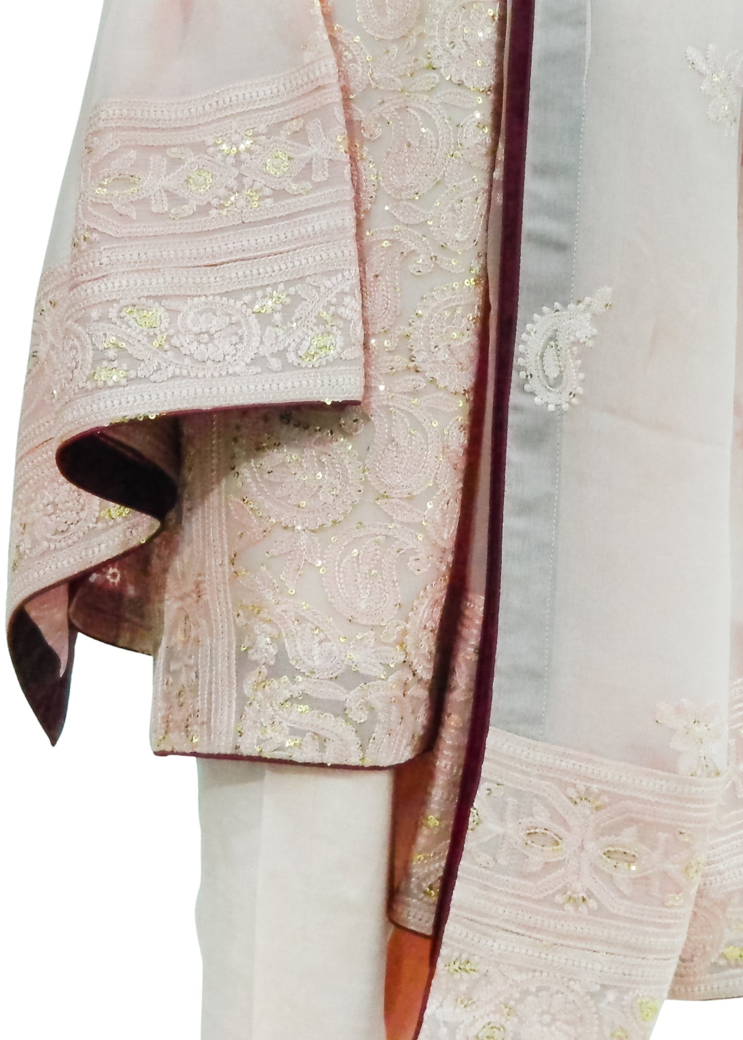 Light Pink Chiffon Chickenkari 3PC
