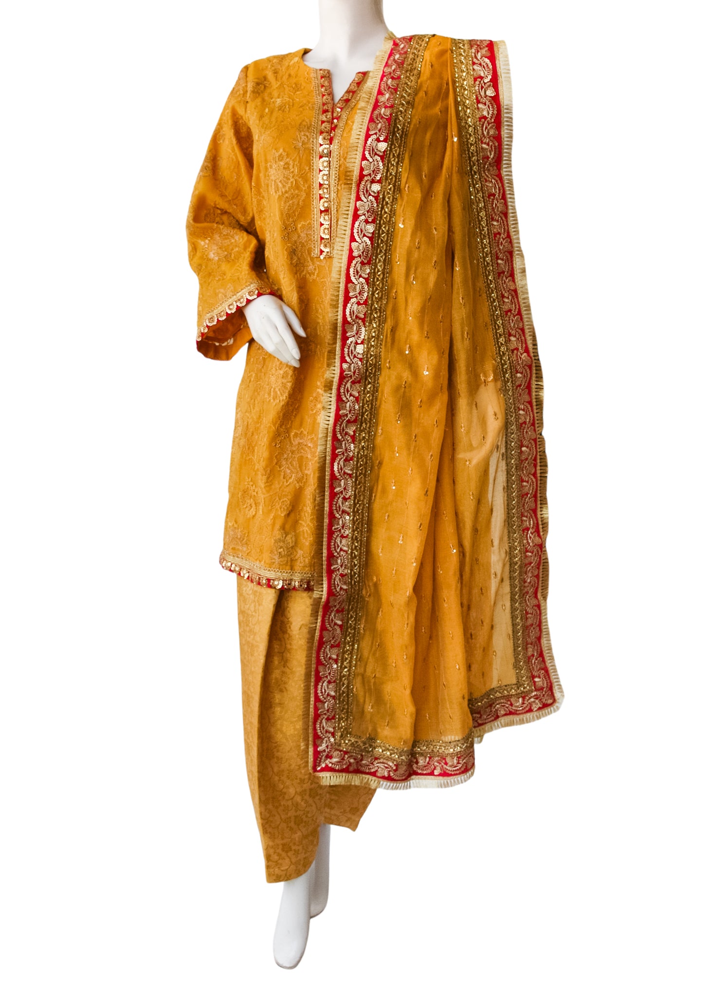 Yellow Khaadi Net 3PC