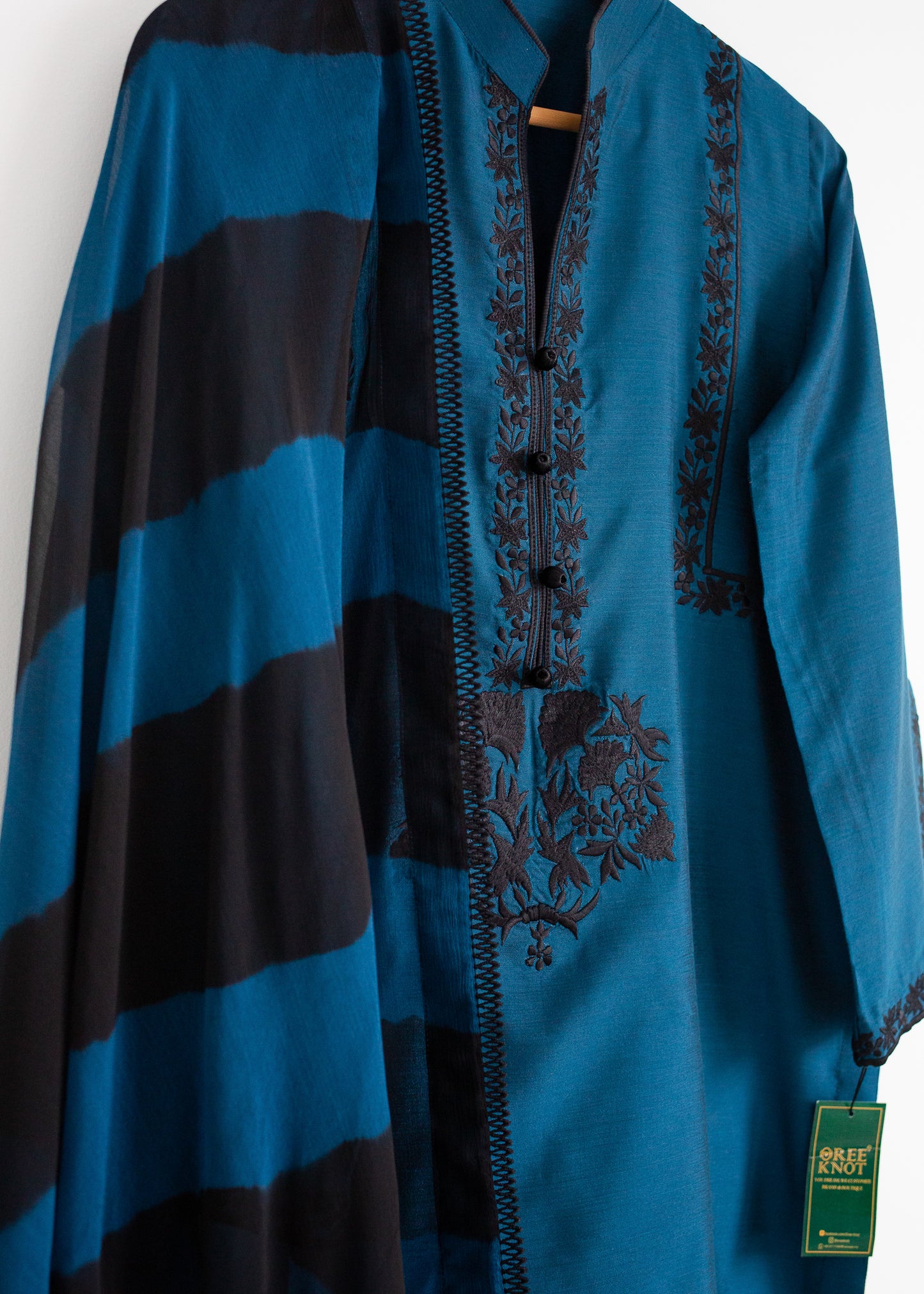 Blue Cotton Silk Suit