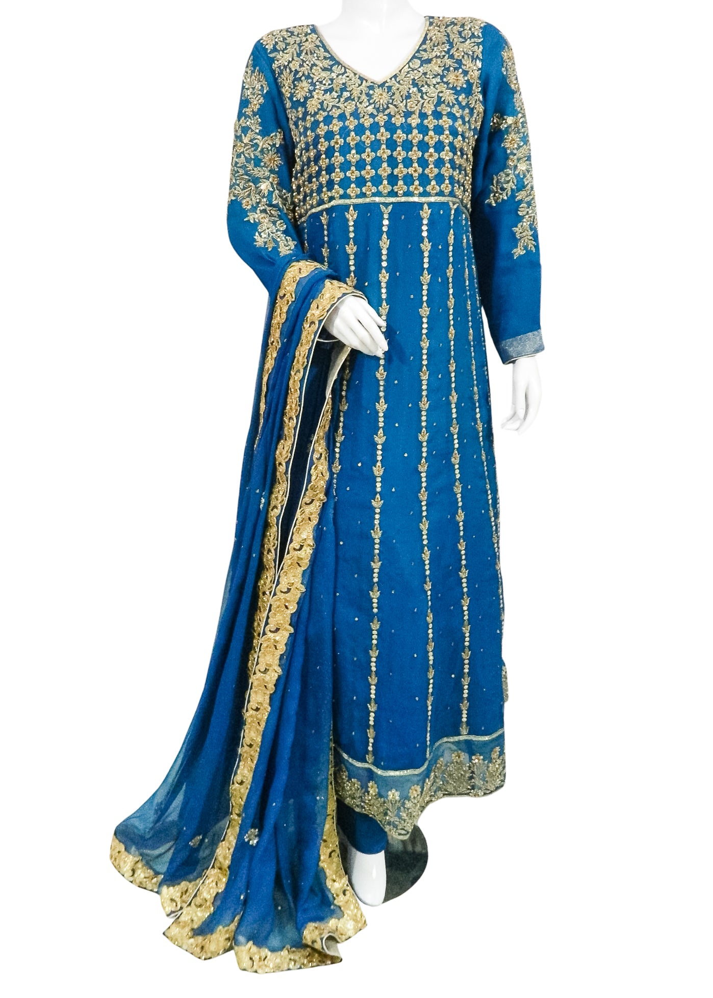 Blue Crinkle Chiffon 3PC Oree Knot Blue Crinkle Chiffon 3PC Oree Knot