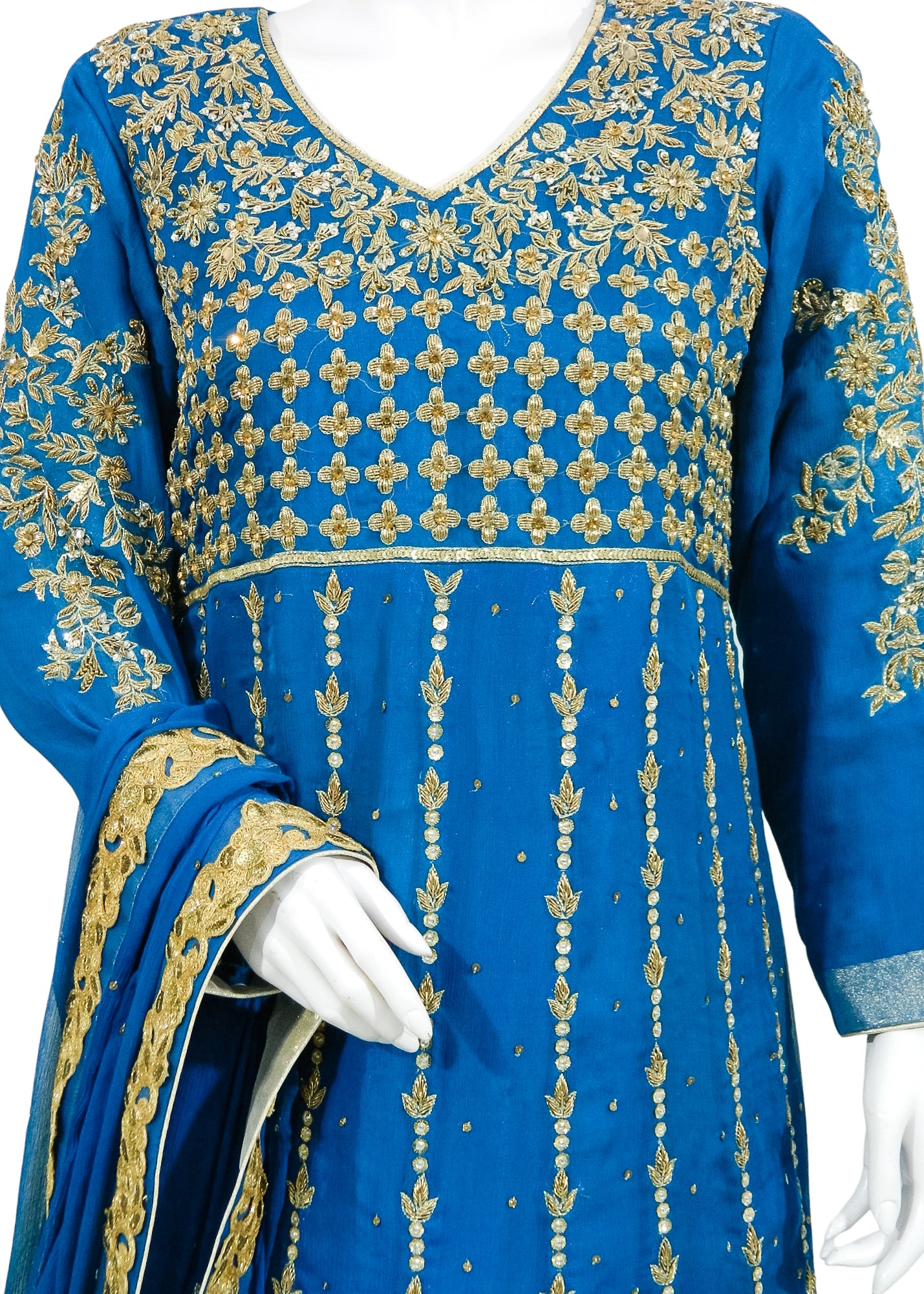 Blue Crinkle Chiffon 3PC