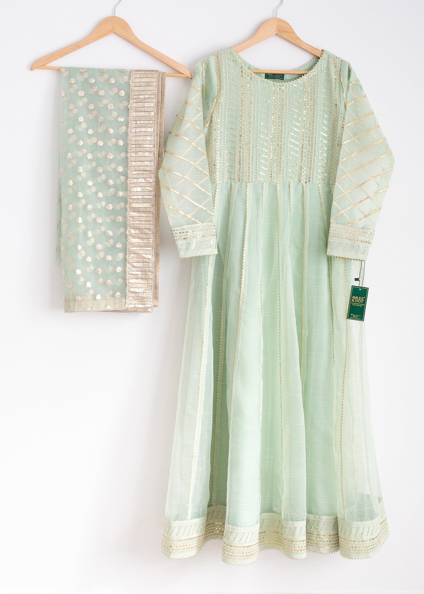 Light Green Slub Organza Frock