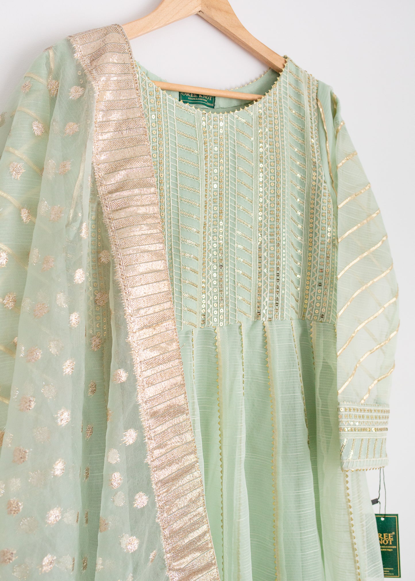 Light Green Slub Organza Frock