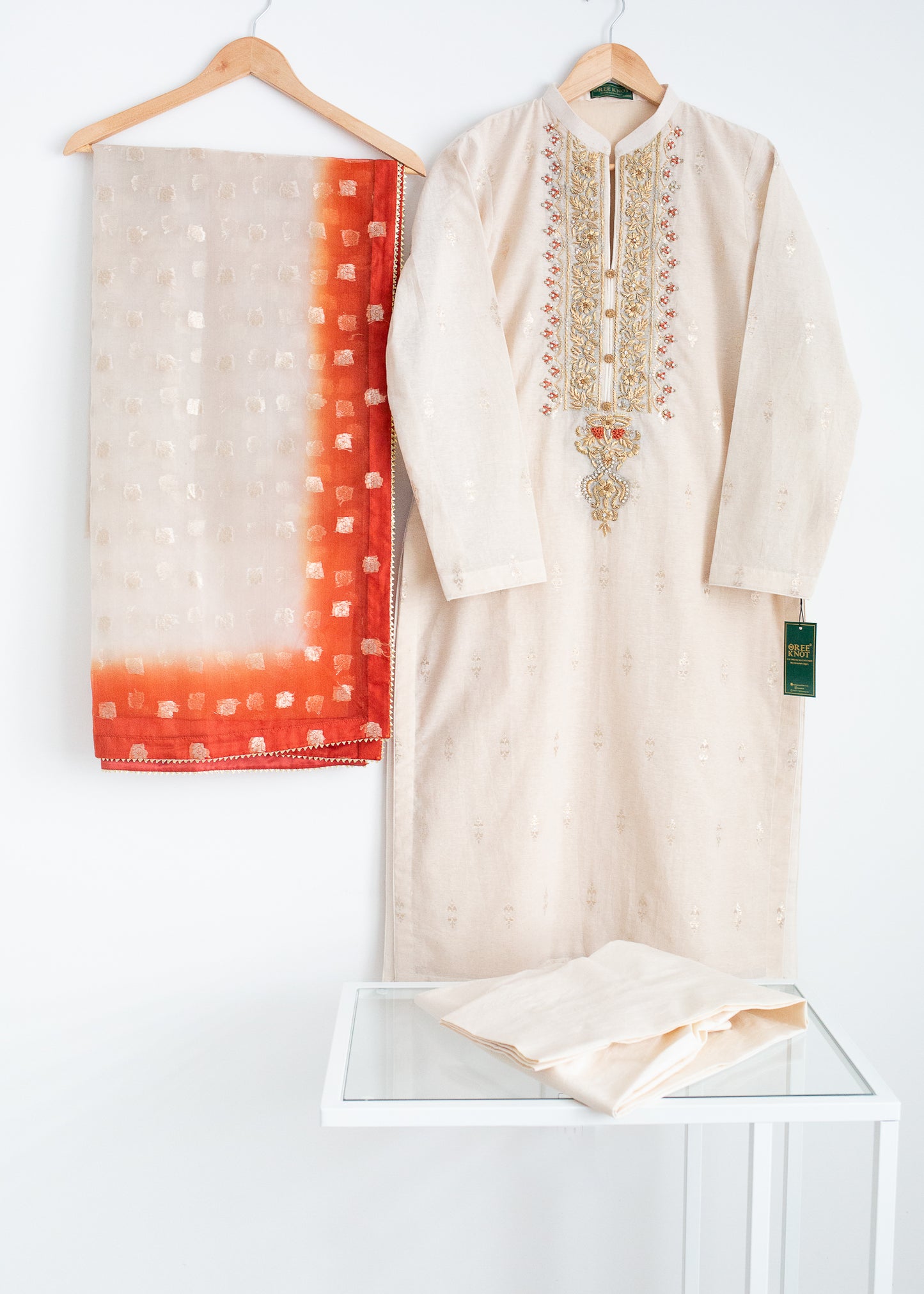 Off-White Cotton Karandi Suit