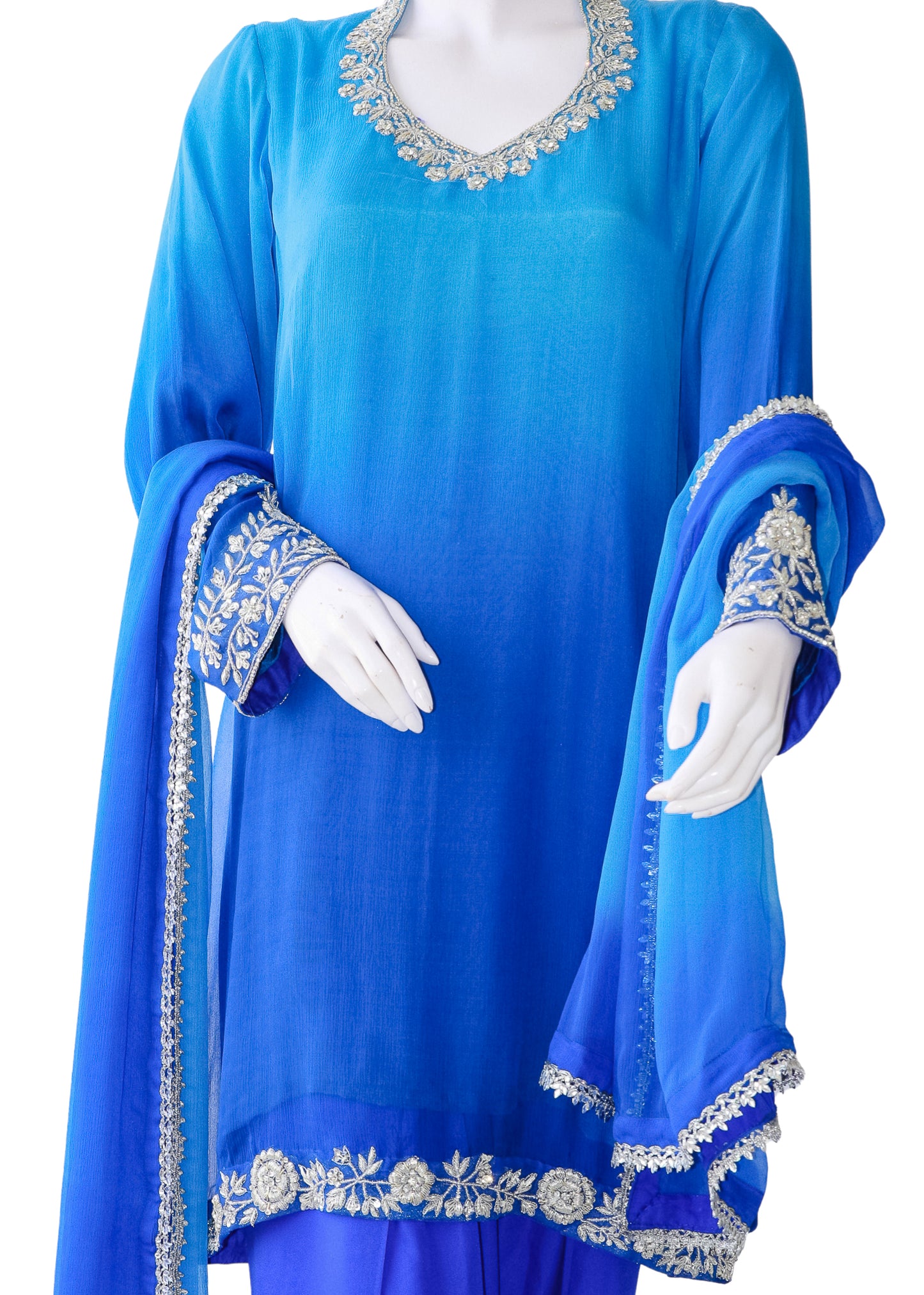 Royal Blue Pure Chiffon 3PC