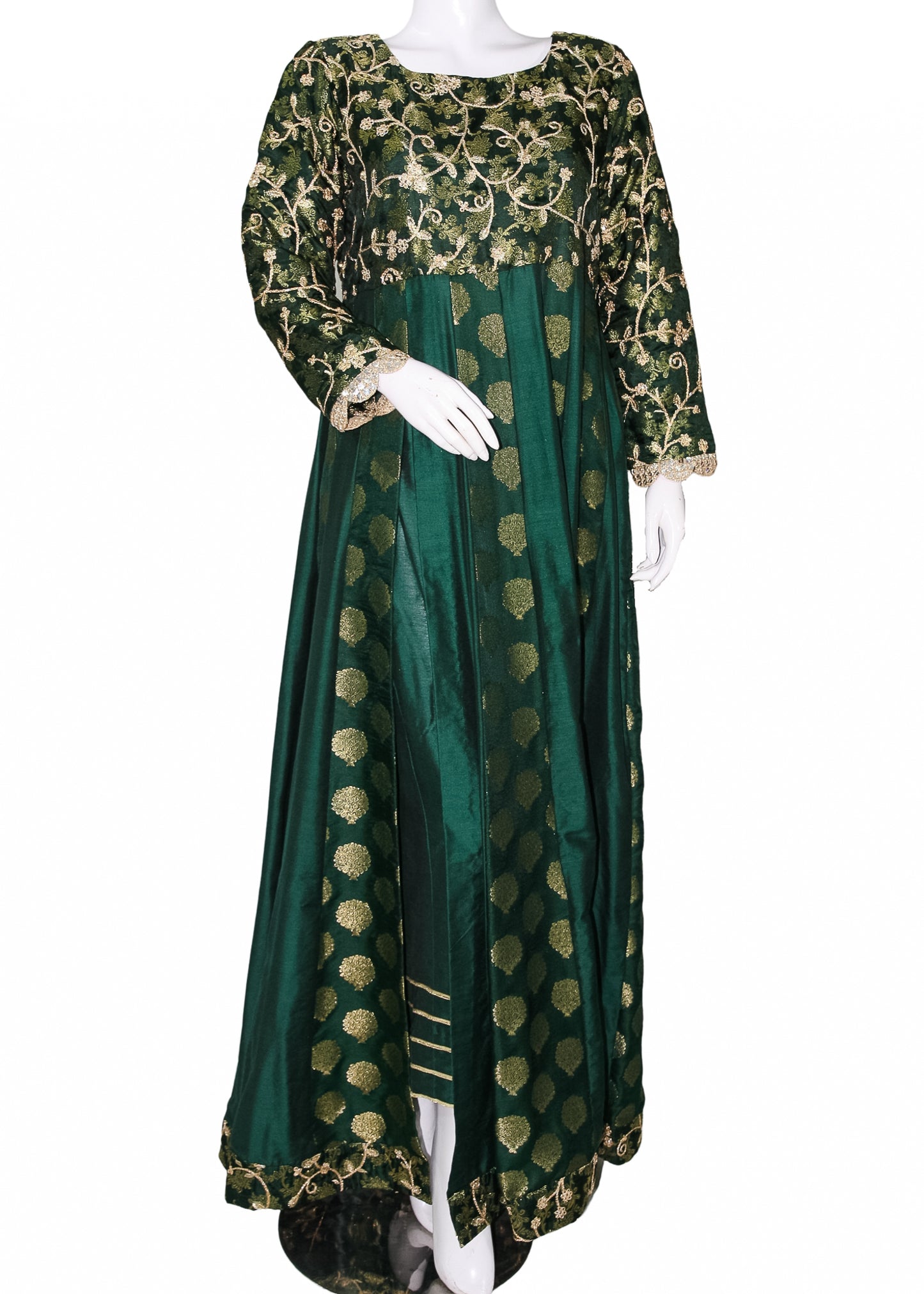 Emerald Green Organza Zari 3PC