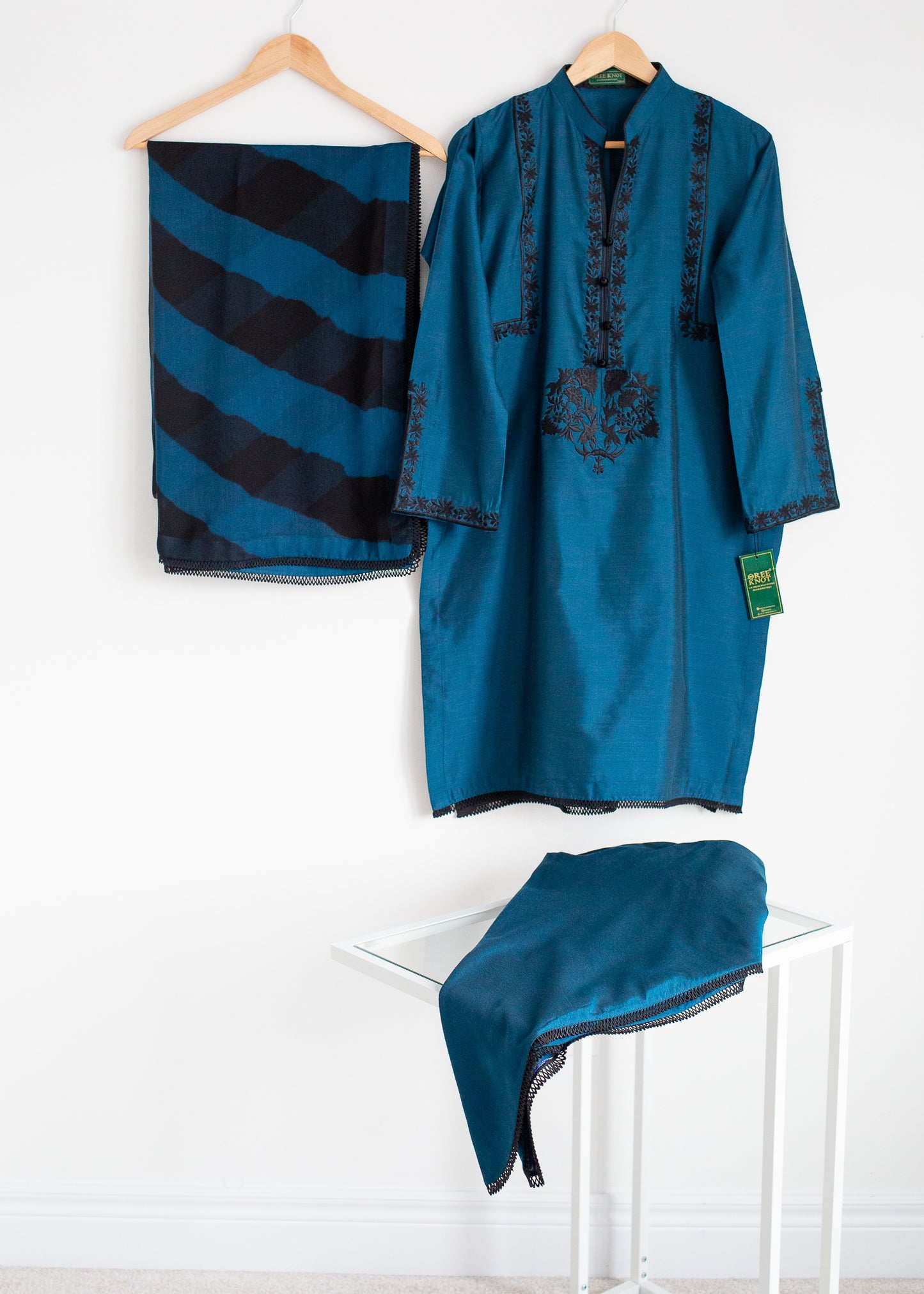 Blue Cotton Silk Suit