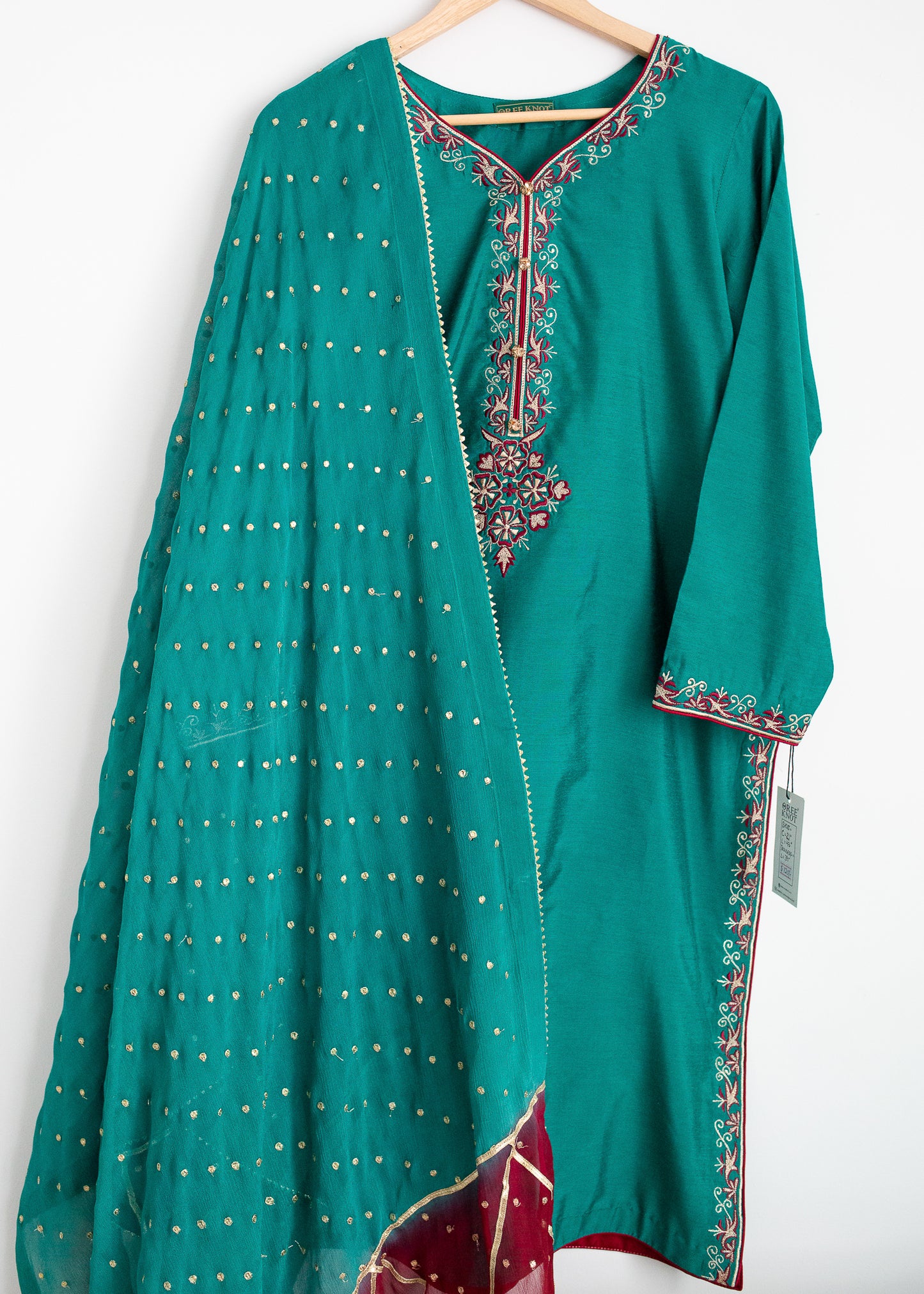 Green Cotton Silk Suit