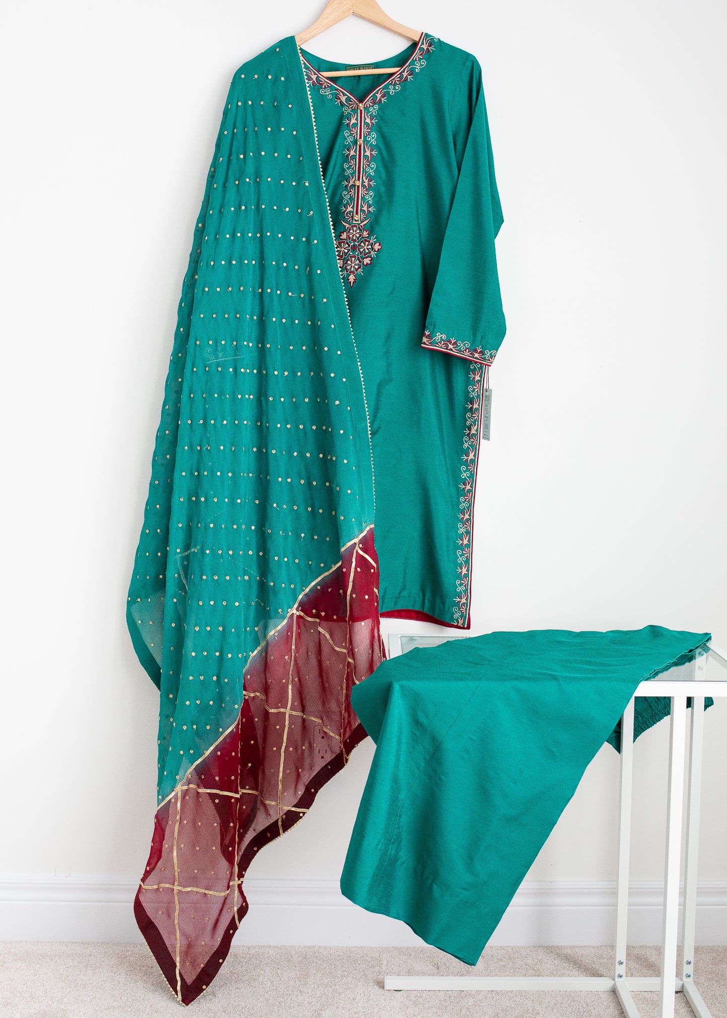 Green Cotton Silk Suit