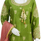 Green Rawsilk Shirt & Gharara 3PC