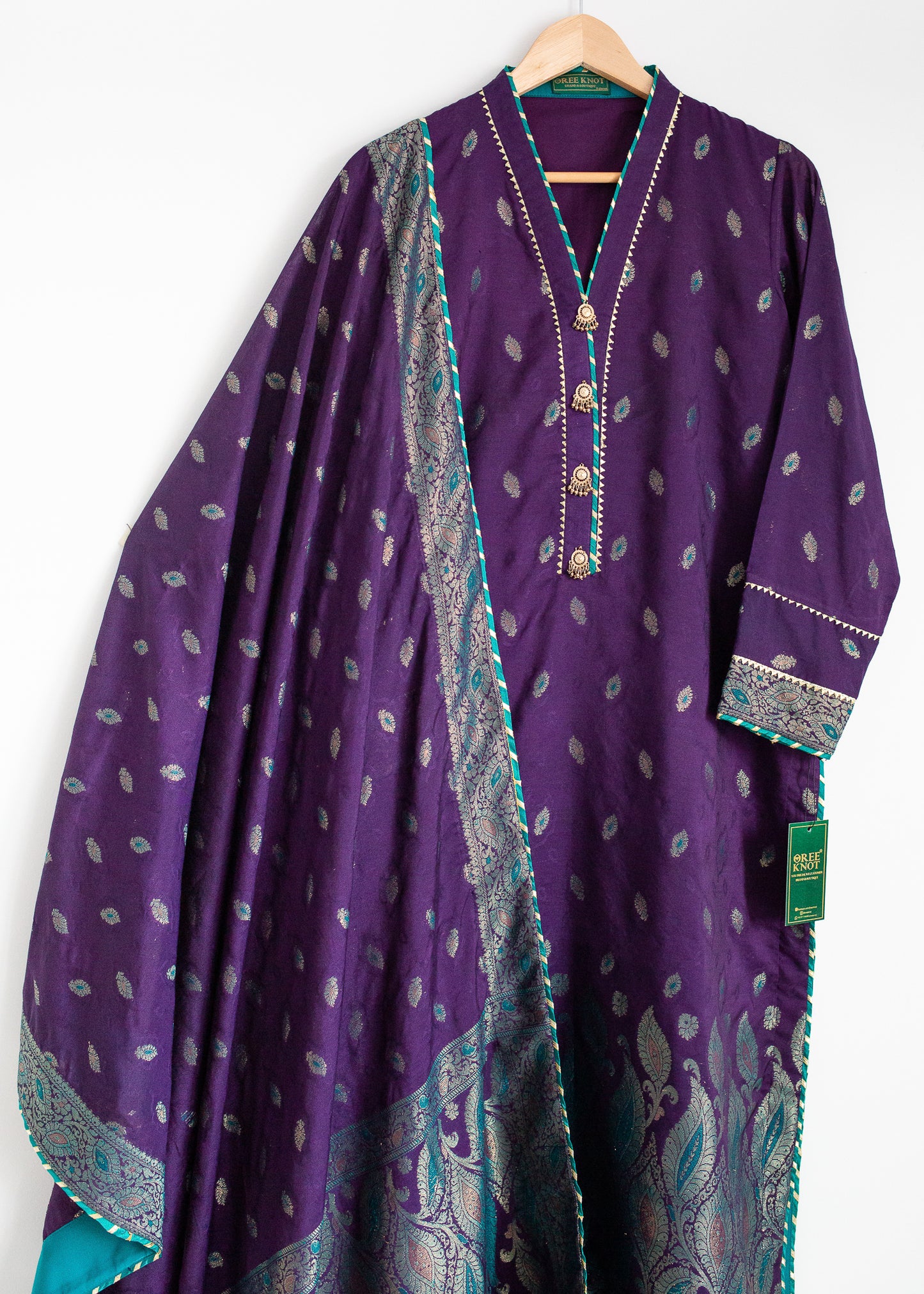 Purple Cotton Banarsi Suit