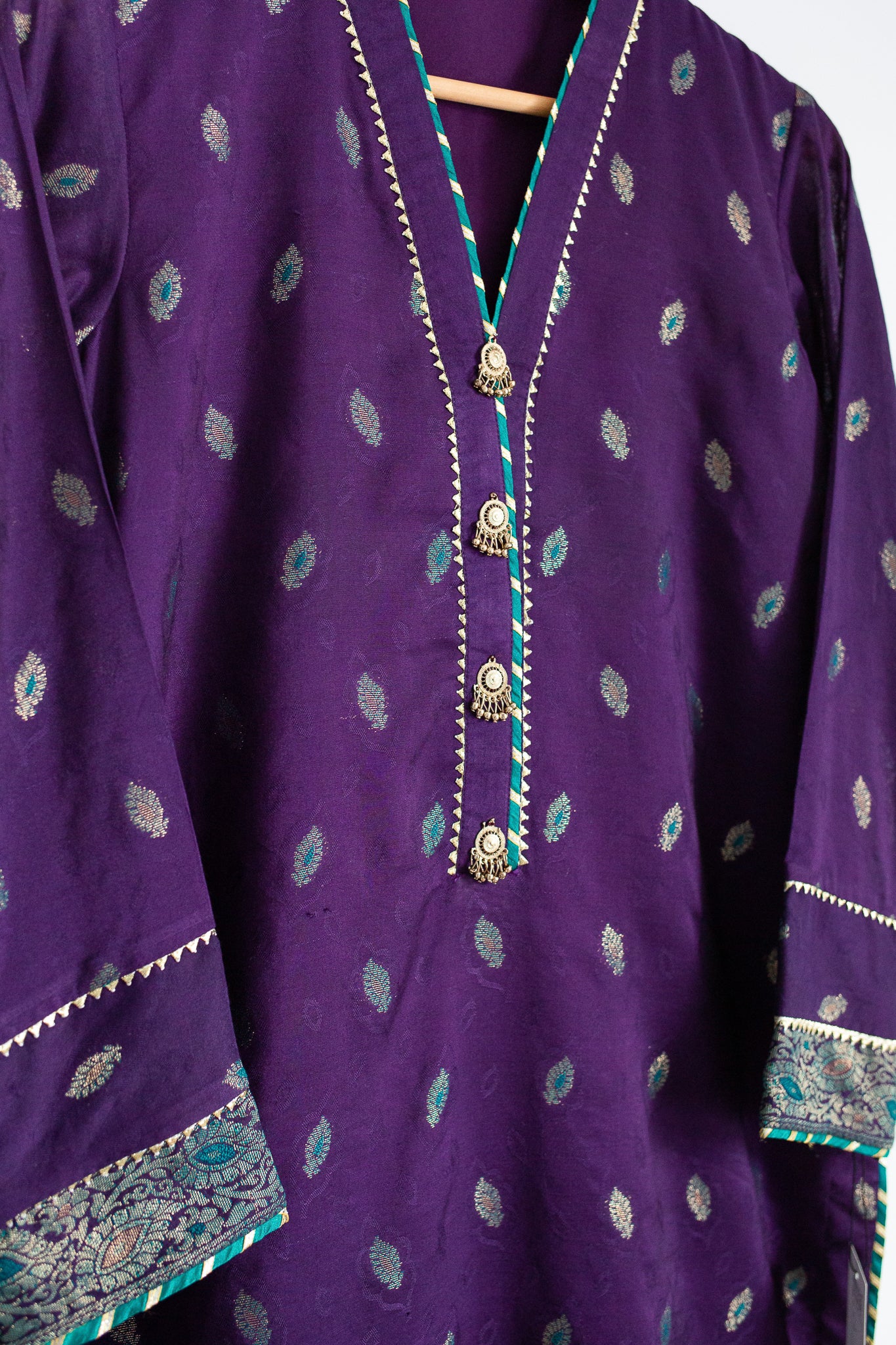 Purple Cotton Banarsi Suit