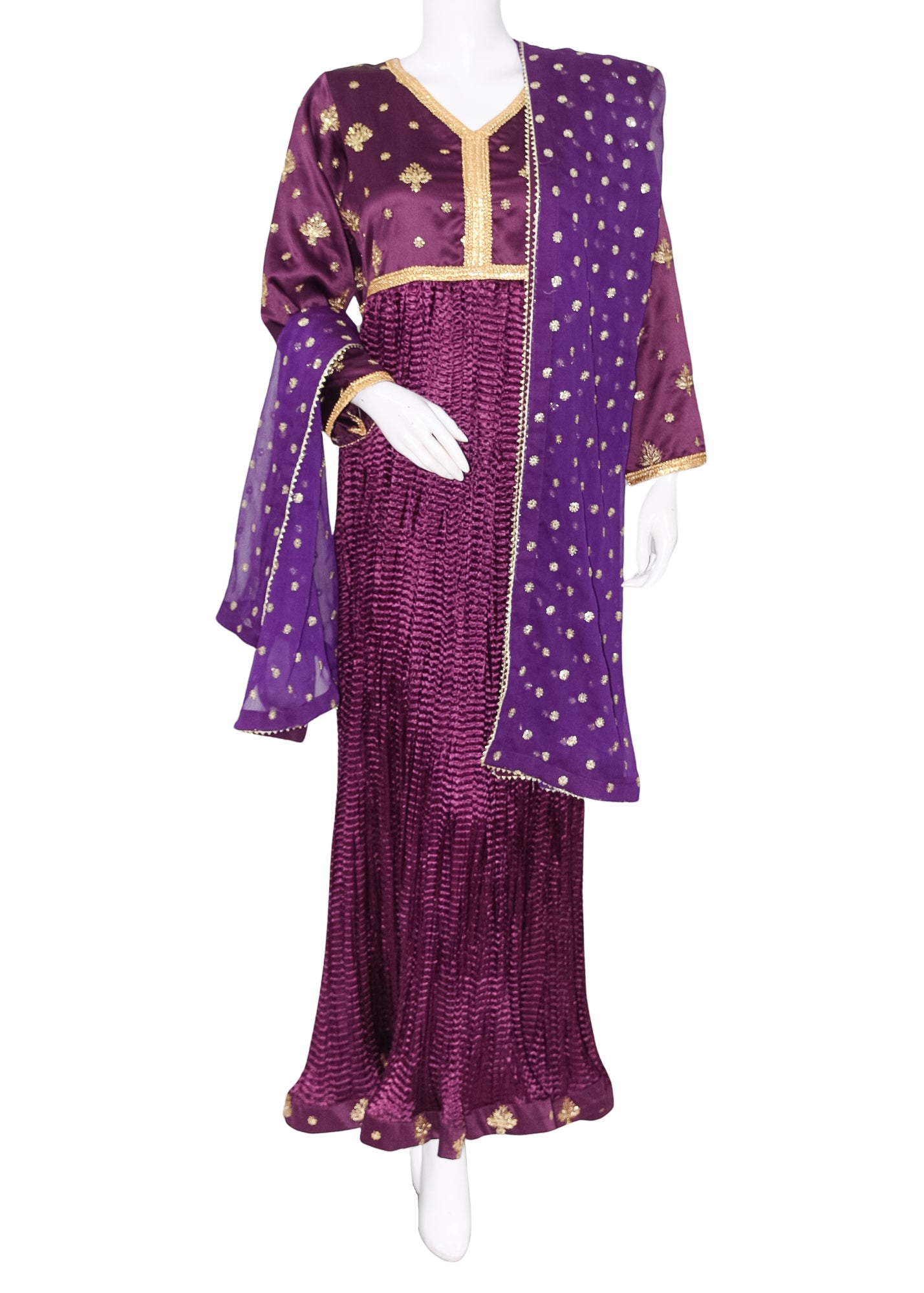 Purple Long Dress Shamoz Silk 2PC