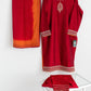 Red Cotton Silk Suit